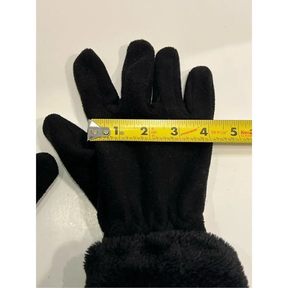 Gemo France Women’s Black Fleece Faux Fur Trim Gloves See Description
